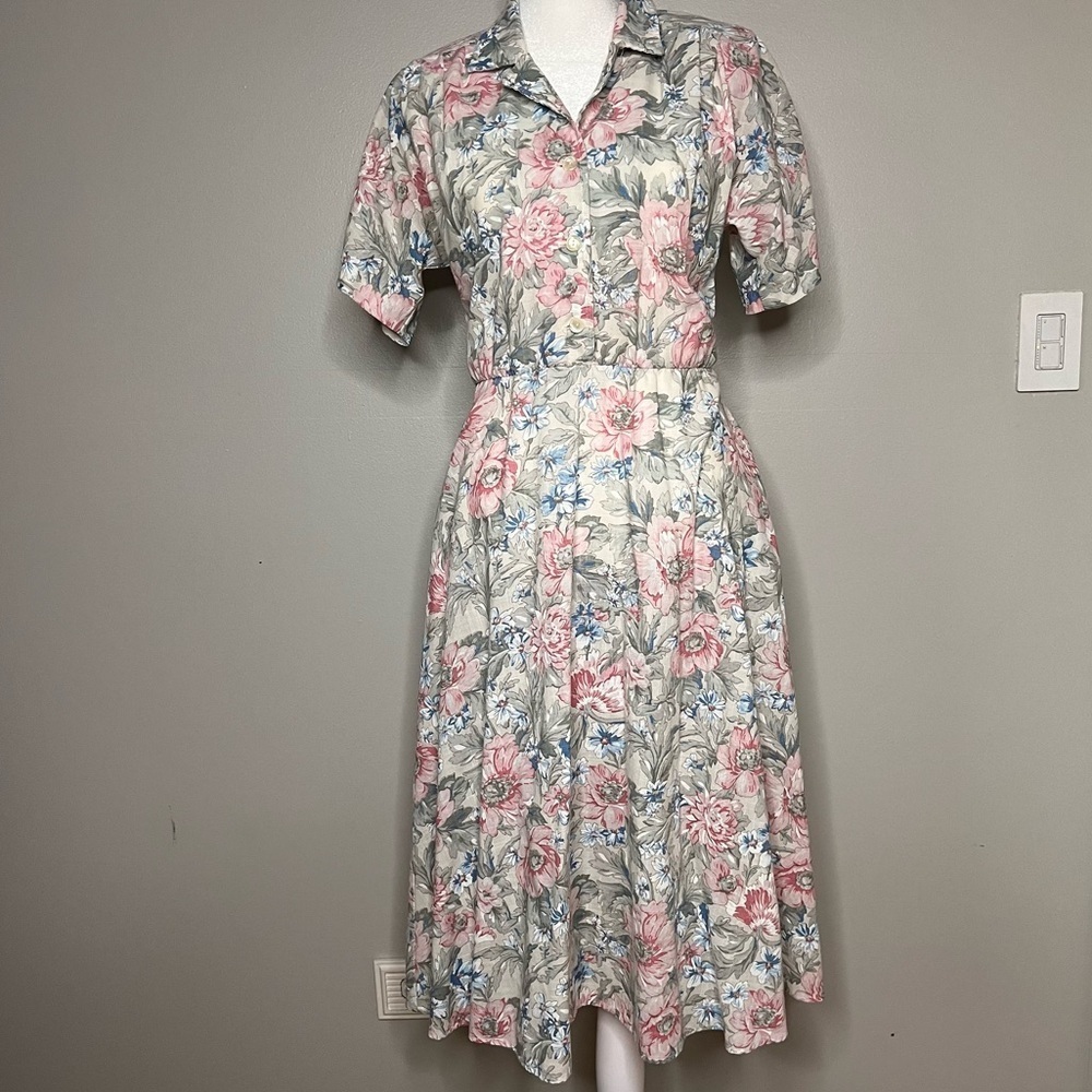 Vintage Tradwife Cottagecore Prairie Floral Stuart Alan Dress Pockets Size 8